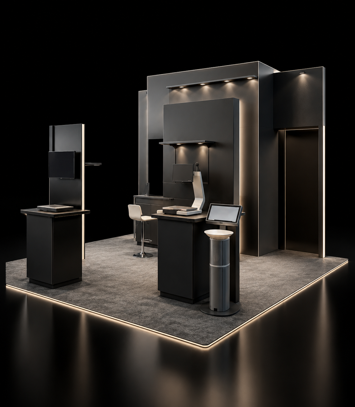 20x20 island trade show booth design