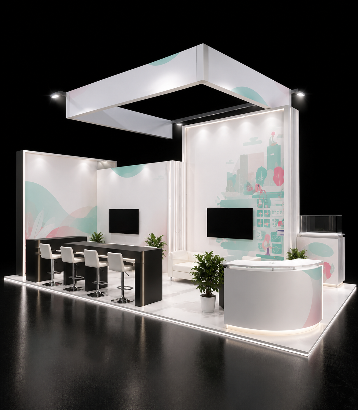 20x40 island trade show booth design