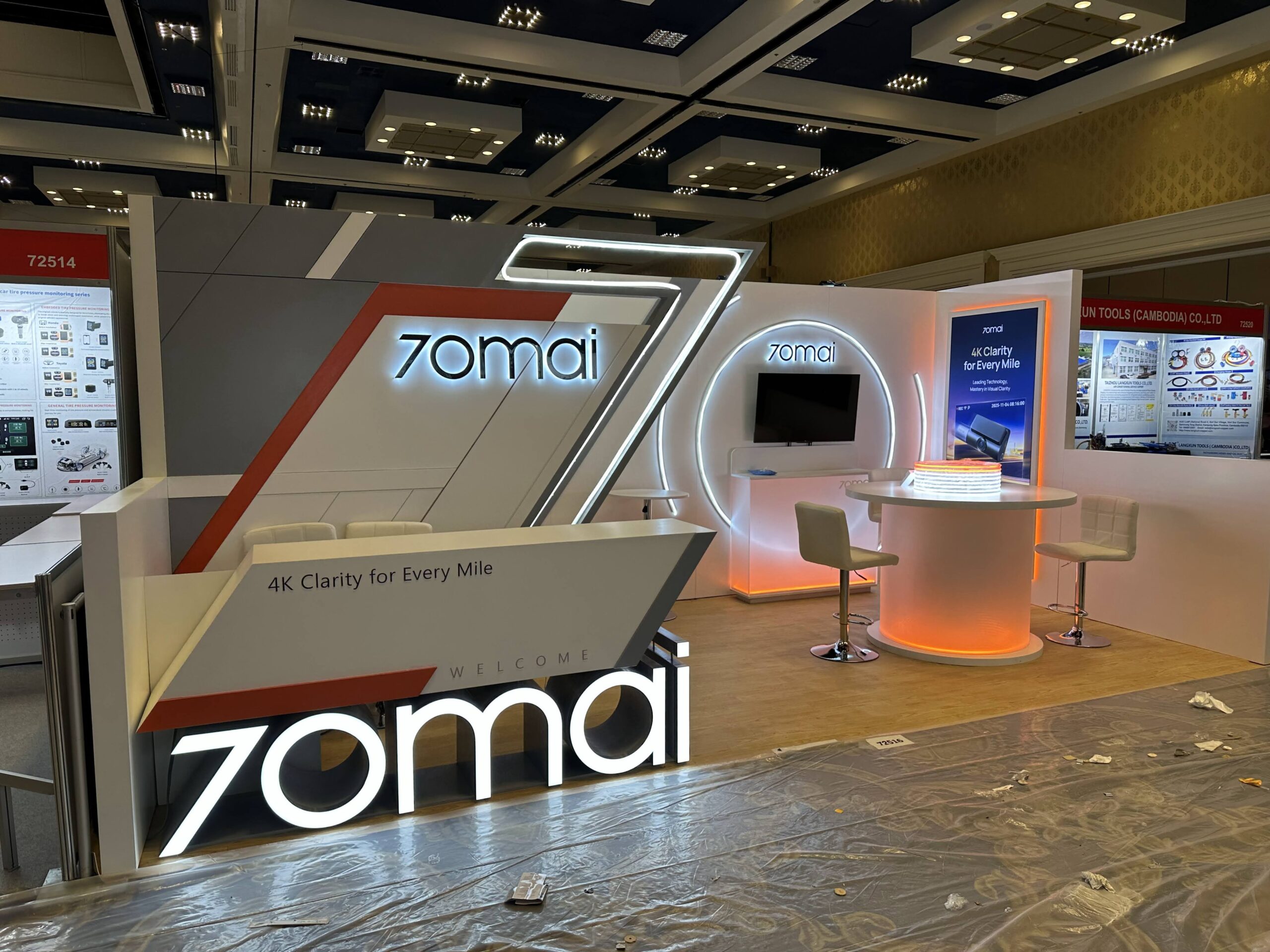 70mai welcome counter and product presentation space at SEMA 2025