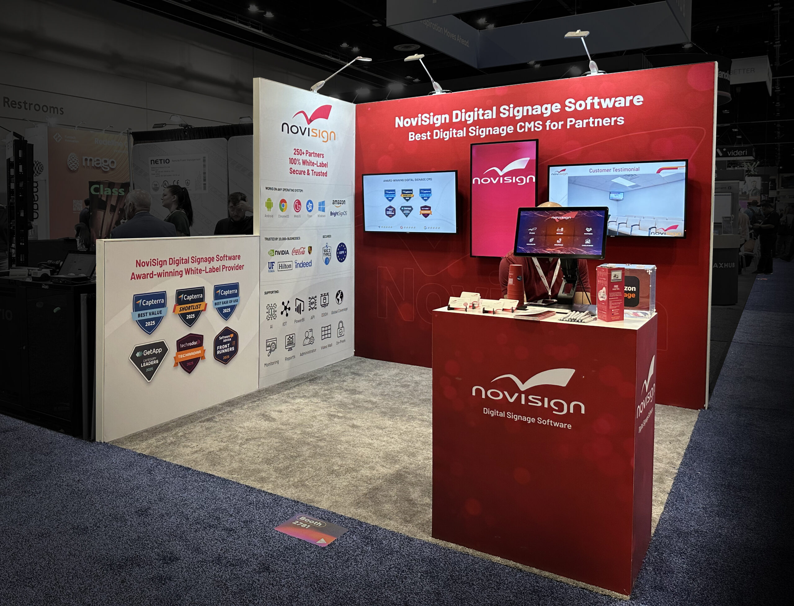 Novisign digital signage product demonstration booth