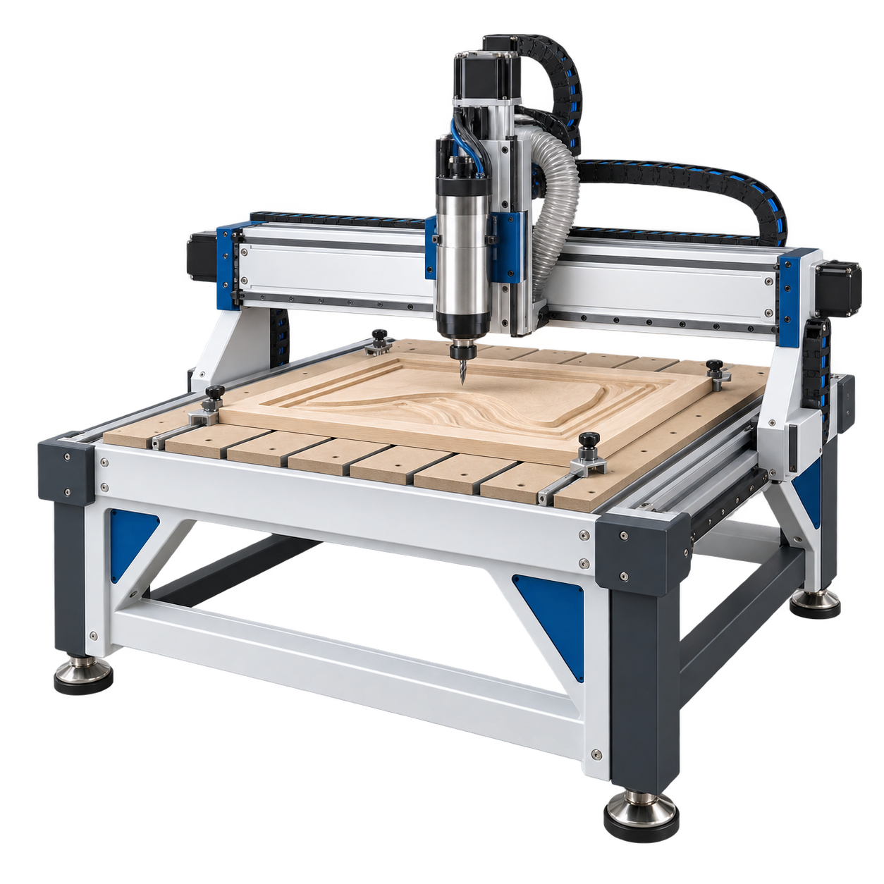 Fabrication capability illustration: CNC machine and workpiece